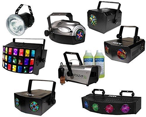 Pack 7 jeux de lumière + machine à fumée + liquide