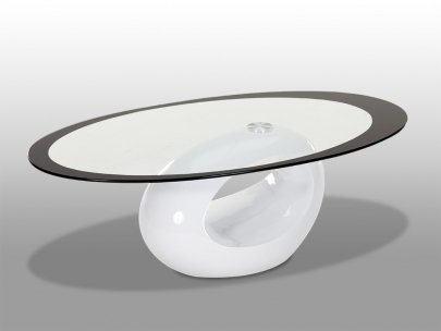 Table basse MIRADA noire et blanche - Verre trempé