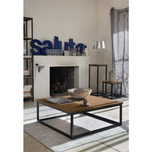 FACTO Table basse carrée chêne/métal 85x85cm