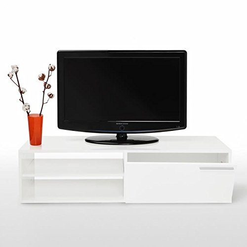 Kikua Meuble Tv 130Cm Blanc Brillant - Couleur : Blanc