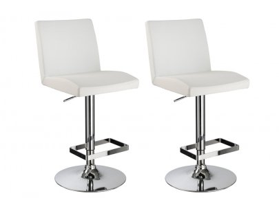Lot de 2 tabourets TOMMY - Simili blanc Lot de 2 tabourets TOMMY - Simili blanc
