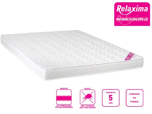 Relaxima - Matelas Mousse Dunlopillo 15 Cm - Blanc - 160 X 200 Cm Relaxima - Matelas Mousse Dunlopillo 15 Cm - Blanc - 160 X 200 Cm