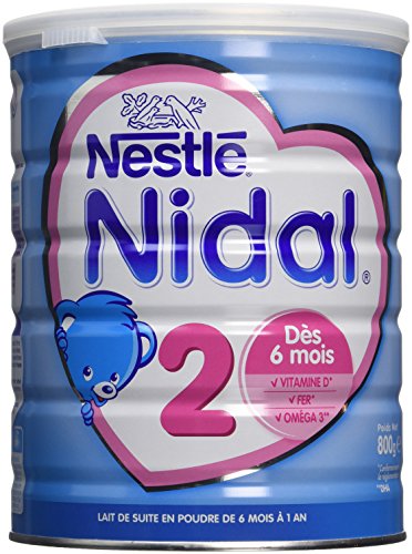 Nestlé Nidal - Lait Infantile 2ème Age dès 6 Mois - Boîte de 800 g - Lot de 3 Nestlé Nidal - Lait Infantile 2ème Age dès 6 Mois - Boîte de 800 g - Lot de 3