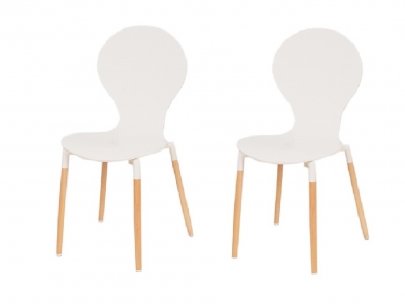 Lot de 2 chaises empilables PAIGE - Bouleau et hêtre massif - Blanc laqué Lot de 2 chaises empilables PAIGE - Bouleau et hêtre massif - Blanc laqué
