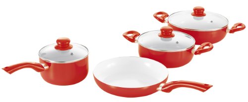 TV Unser Original 08860 Bratmaxx Batterie de cuisine 7 pièces en céramique Rouge TV Unser Original 08860 Bratmaxx Batterie de cuisine 7 pièces en céramique Rouge