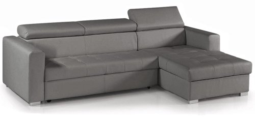 Canapé d'angle convertible - coffre et têtières relevables Toledo XL Gris Canapé d'angle convertible - coffre et têtières relevables Toledo XL Gris