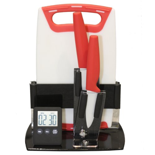 Easy Make GLO7635 Lot de 2 Couteaux + Planche à Découper + Horloge Easy Make GLO7635 Lot de 2 Couteaux + Planche à Découper + Horloge