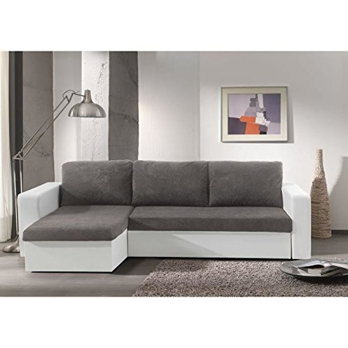 ECHO Canapé angle bimatiere convertible gris/blanc ECHO Canapé angle bimatiere convertible gris/blanc