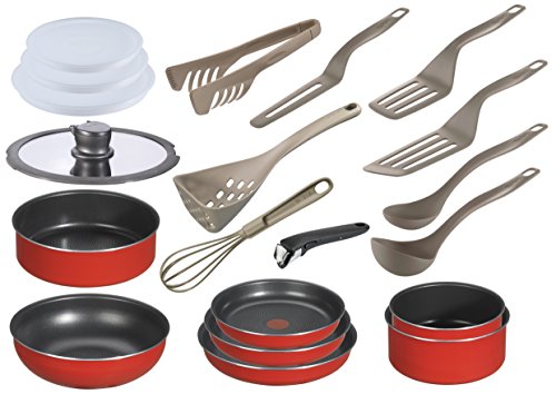 Tefal L0679702 Ingenio 5 Batterie de Cuisine Set de 20 Pièces Aluminium Rouge