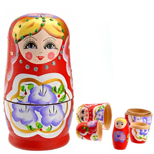 TinkSky Jeu de belle en bois s''imbriquent poupées Matriochka poupée russe - 5 pcs/set TinkSky Jeu de belle en bois s''imbriquent poupées Matriochka poupée russe - 5 pcs/set