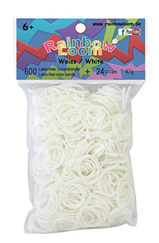 Elastiques Rainbow Loom Original blanc - 600 Elastiques + 24 fermoirs