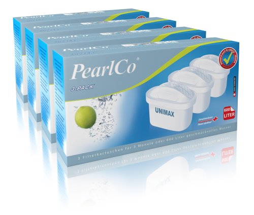 Pack de 12 filtres à eau PearlCo UNIMAX Cartouches (compatible avec BRITA Maxtra) Pack de 12 filtres à eau PearlCo UNIMAX Cartouches (compatible avec BRITA Maxtra)
