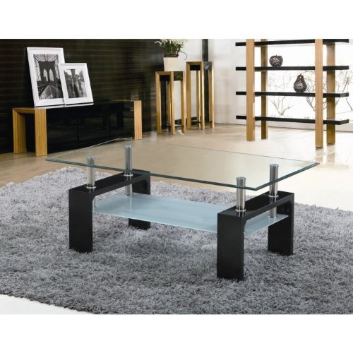 SOFIA Table basse laquée noire à plateau verre SOFIA Table basse laquée noire à plateau verre