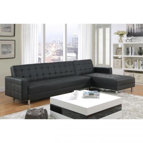 LUXURY Canapé d'angle convertible/réversible noir LUXURY Canapé d'angle convertible/réversible noir