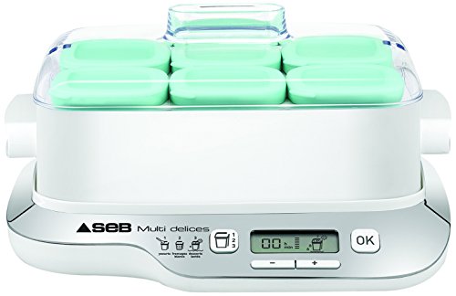 Seb YG6571FR Compacte Yaourtière Multidélices 6 Pots Blanc/Métal Seb YG6571FR Compacte Yaourtière Multidélices 6 Pots Blanc/Métal