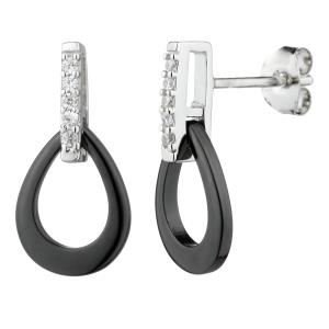 CERALUXE-CERALUXE Boucles d'Oreilles Céramique Argent 925° CERALUXE-CERALUXE Boucles d'Oreilles Céramique Argent 925°