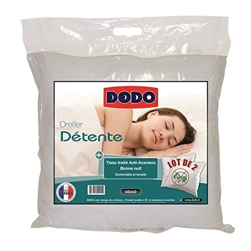 DODO-Lot de 2 Oreillers DODO DETENTE Anti-Acariens 60 DODO-Lot de 2 Oreillers DODO DETENTE Anti-Acariens 60
