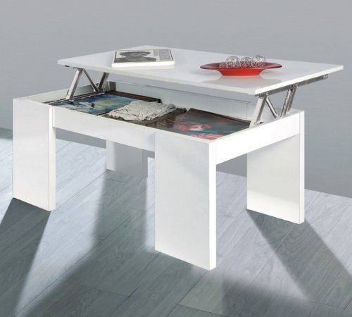 KENDRA Table Basse blanche plateau relevable KENDRA Table Basse blanche plateau relevable