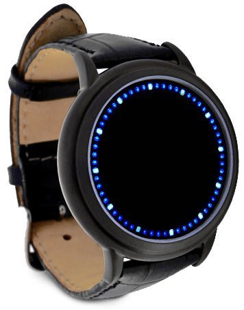 Vanz Montre cadran tactile à LEDs bleues Bracelet en cuir souple Unisexe Vanz Montre cadran tactile à LEDs bleues Bracelet en cuir souple Unisexe