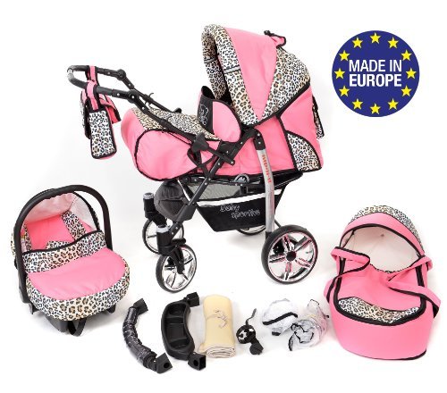 Baby Sportive - Landau pour bébé avec roues pivotables + Siège Auto - Poussette - Système 3en1, incluant sac à langer et protection pluie et moustique