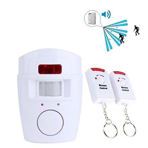 SAVFY® Mini Alarme Maison Sans fil Infrarouge IR Sécurité PIR Détecteur de Mouvement Sirene Exterieur avec 2 Télécommandes