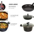 LOT DE 2 POELES (24CM ET 28CM) SAUTEUSE FAITOUT LOT DE 2 POELES (24CM ET 28CM) SAUTEUSE FAITOUT
