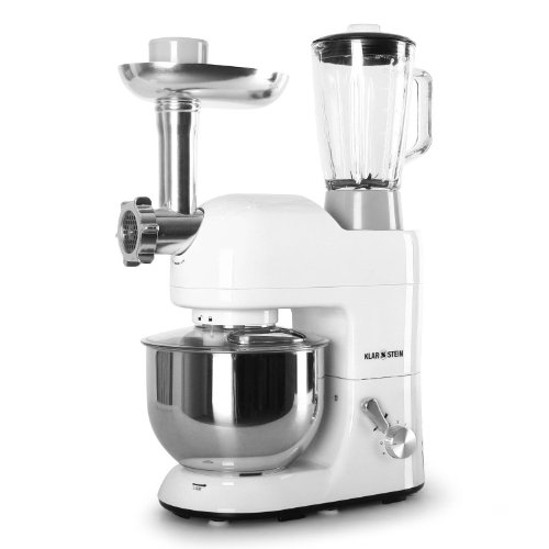 Klarstein Lucia Bianca Robot multifonction - Robot ménager complet Hachoir à viande, Mixeur, Batteur, Fouet (1200W, bol 5 litres, 6 vitesses) - Blanc Klarstein Lucia Bianca Robot multifonction - Robot ménager complet Hachoir à viande, Mixeur, Batteur, Fouet (1200W, bol 5 litres, 6 vitesses) - Blanc